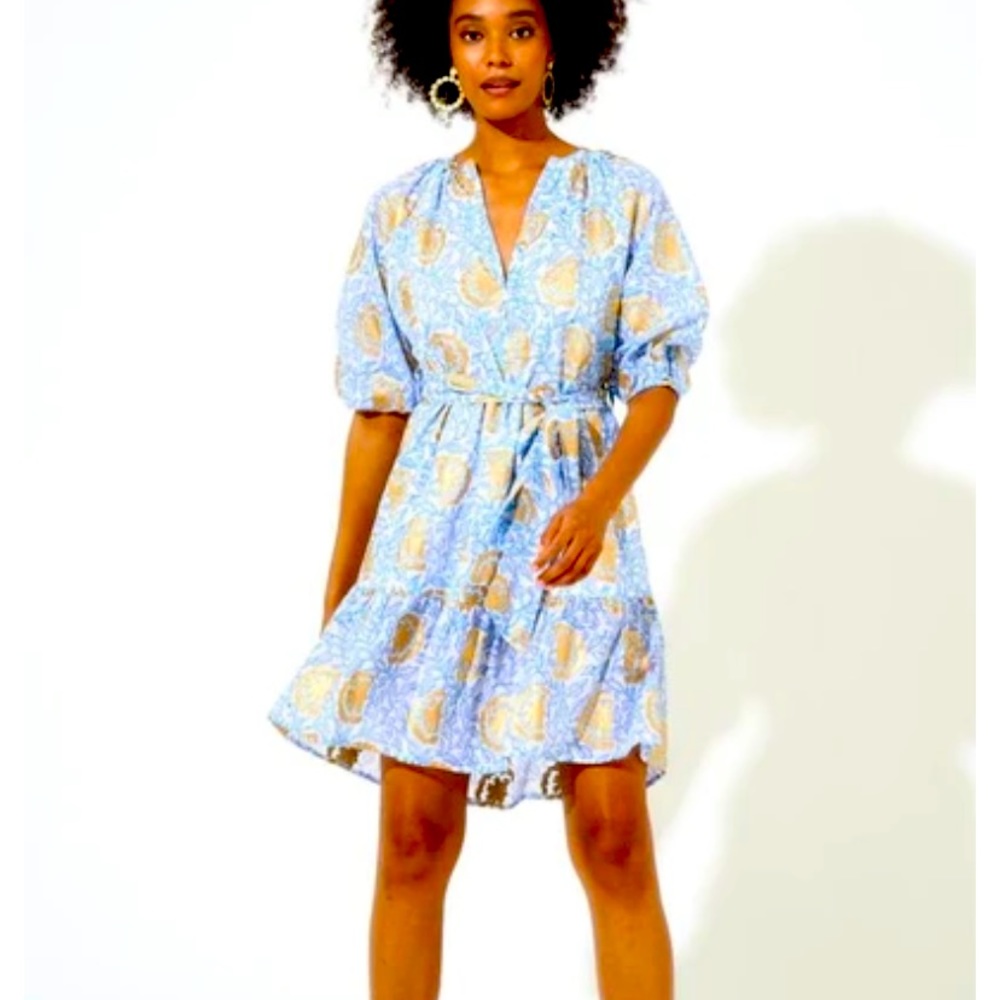 Oliphant Puff Sleeve Belted Short Dress - Jamali Lavender